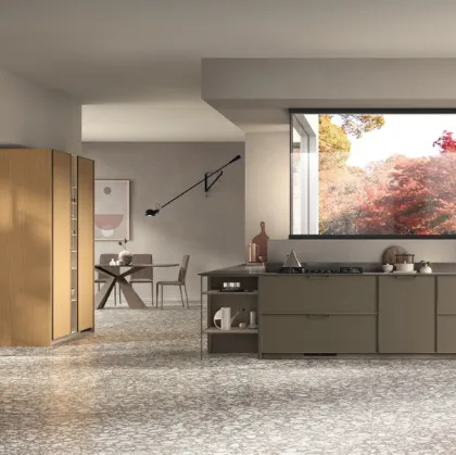 Cucina su misura Jeometrica 05 in laccato Matera e Rovere di Scavolini
