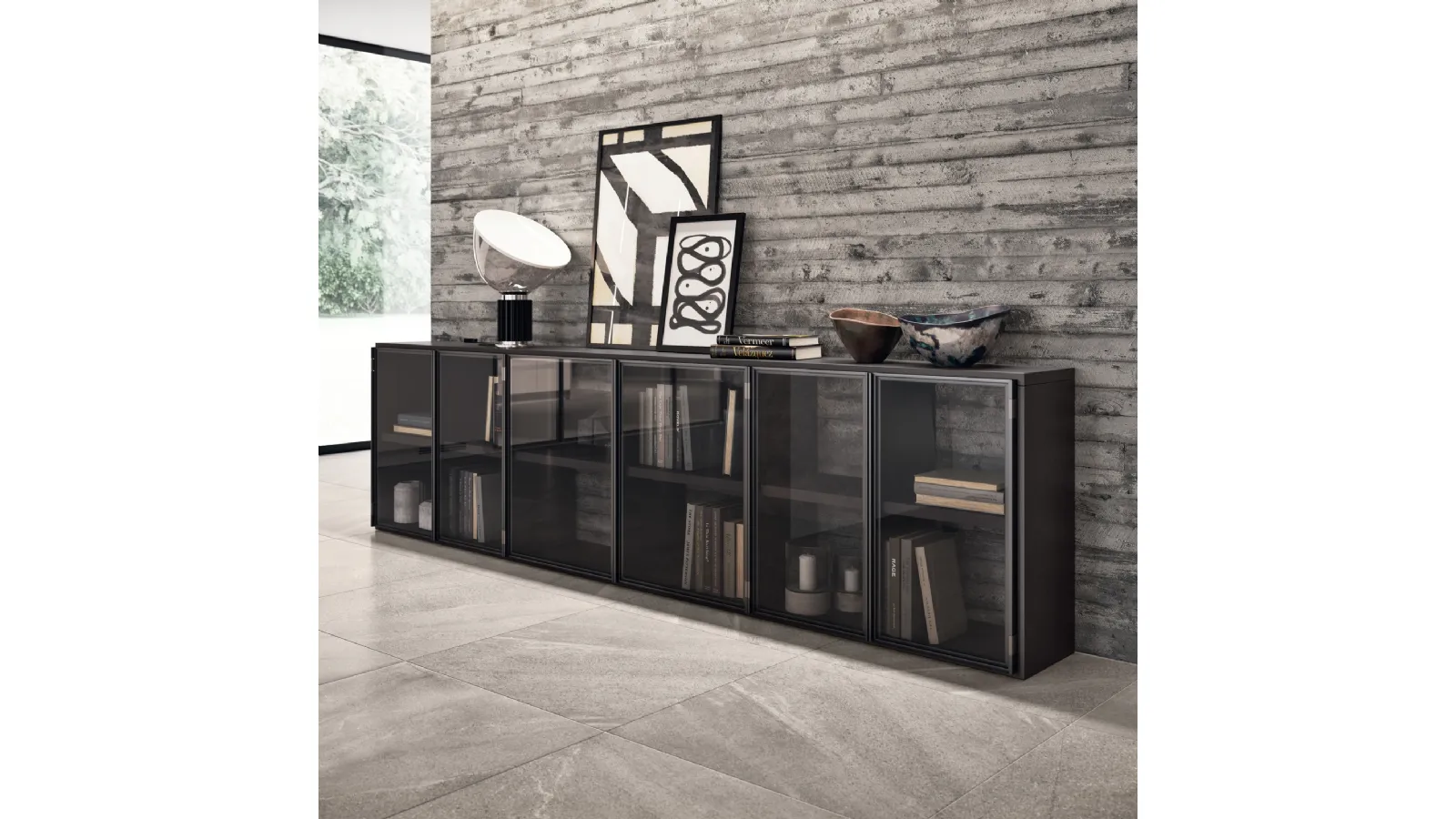 Libreria Living Motus Grigio Antracite di Scavolini