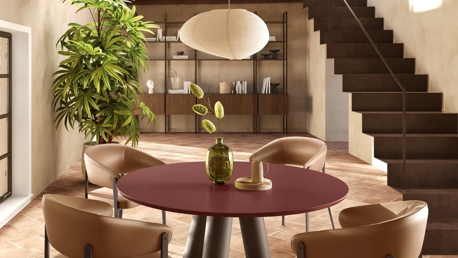 Tavolo rotondo in legno laccato Singapore di Scavolini