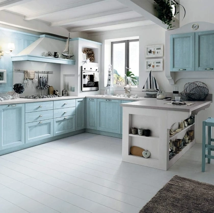 Cucina in Muratura con penisola Everyday Anice Talcato di Callesella